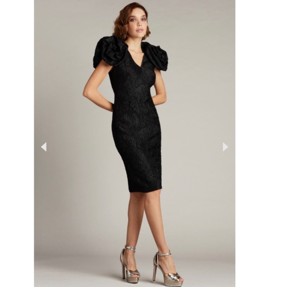 Tadashi Shoji Sachar Rosette Sleeve Dress - Picture 4 of 9